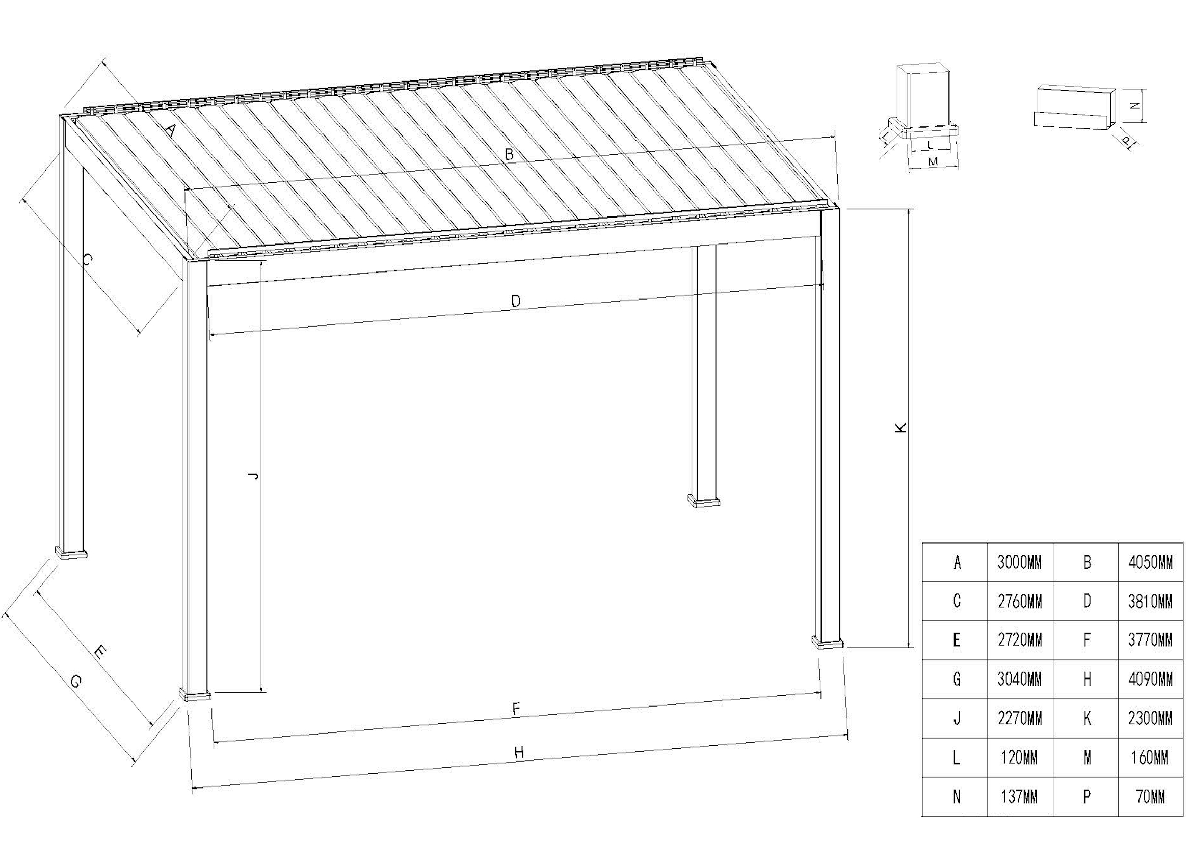 BPS Grand Full Aluminium Pergola – 4m x 3m